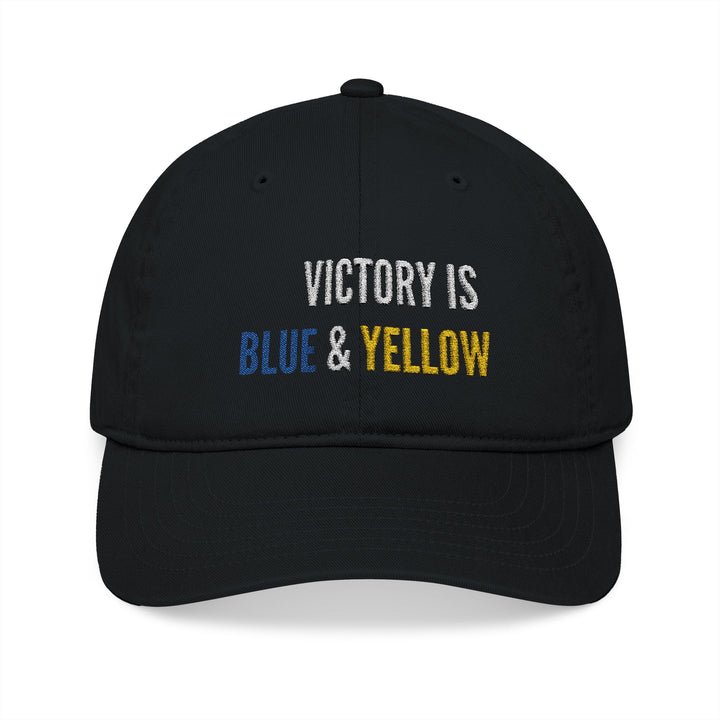 Victory is Blue & Yellow Embroidered Organic Baseball Cap