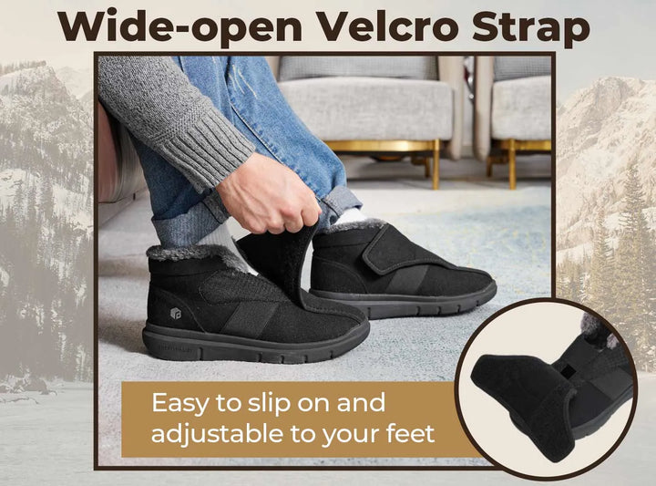 FitVille Men's EasyTop Diabetic Winter Boots V1 by FitVille