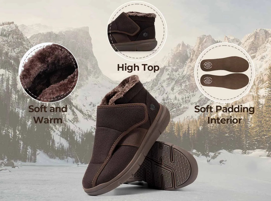 FitVille Men's EasyTop Diabetic Winter Boots V1 by FitVille