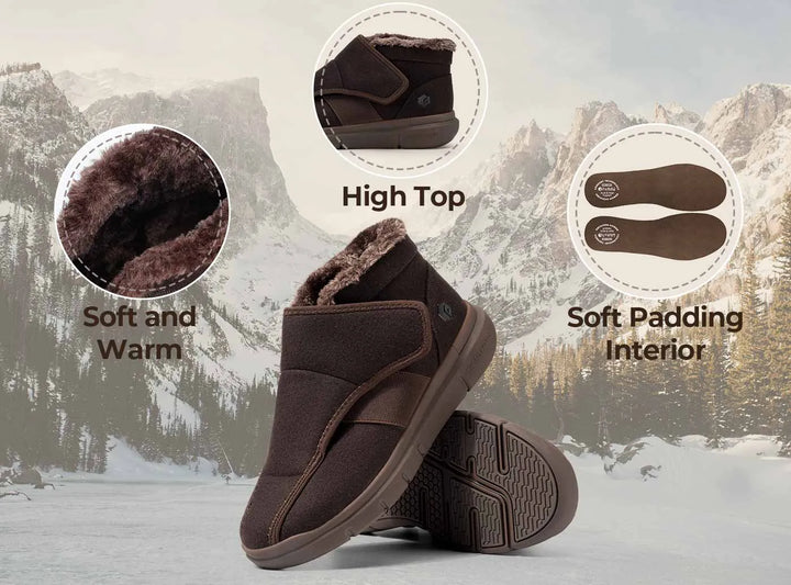 FitVille Men's EasyTop Diabetic Winter Boots V1 by FitVille