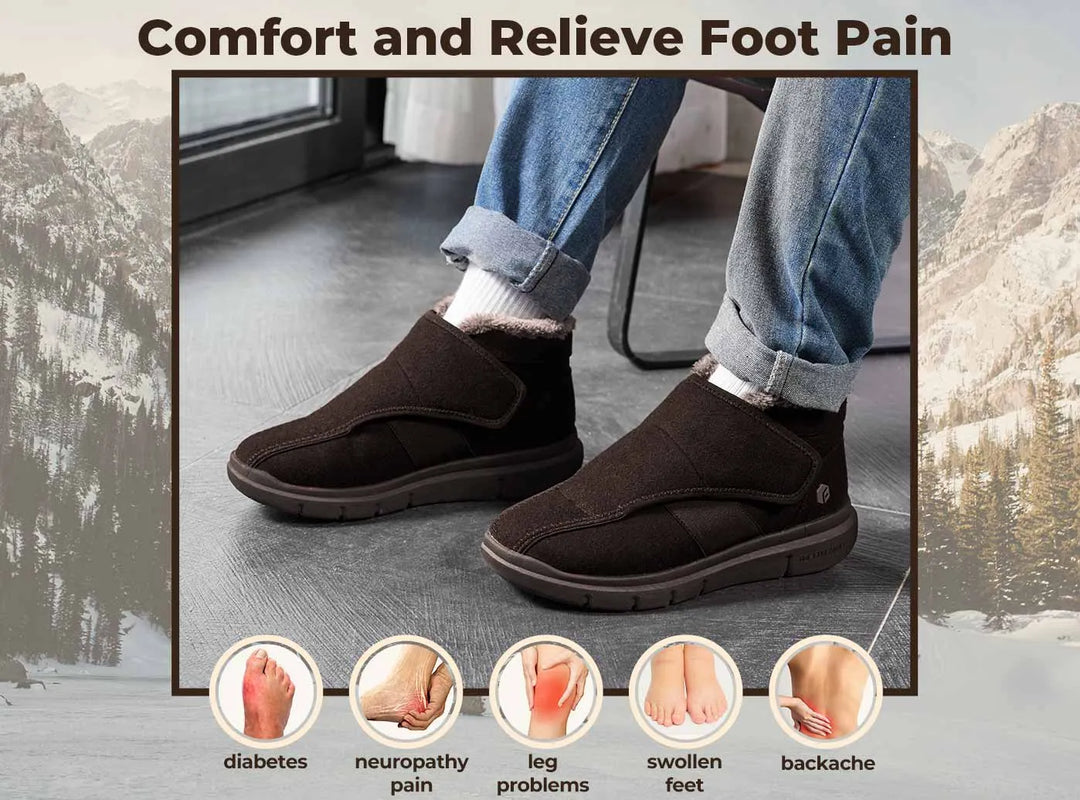 FitVille Men's EasyTop Diabetic Winter Boots V1 by FitVille