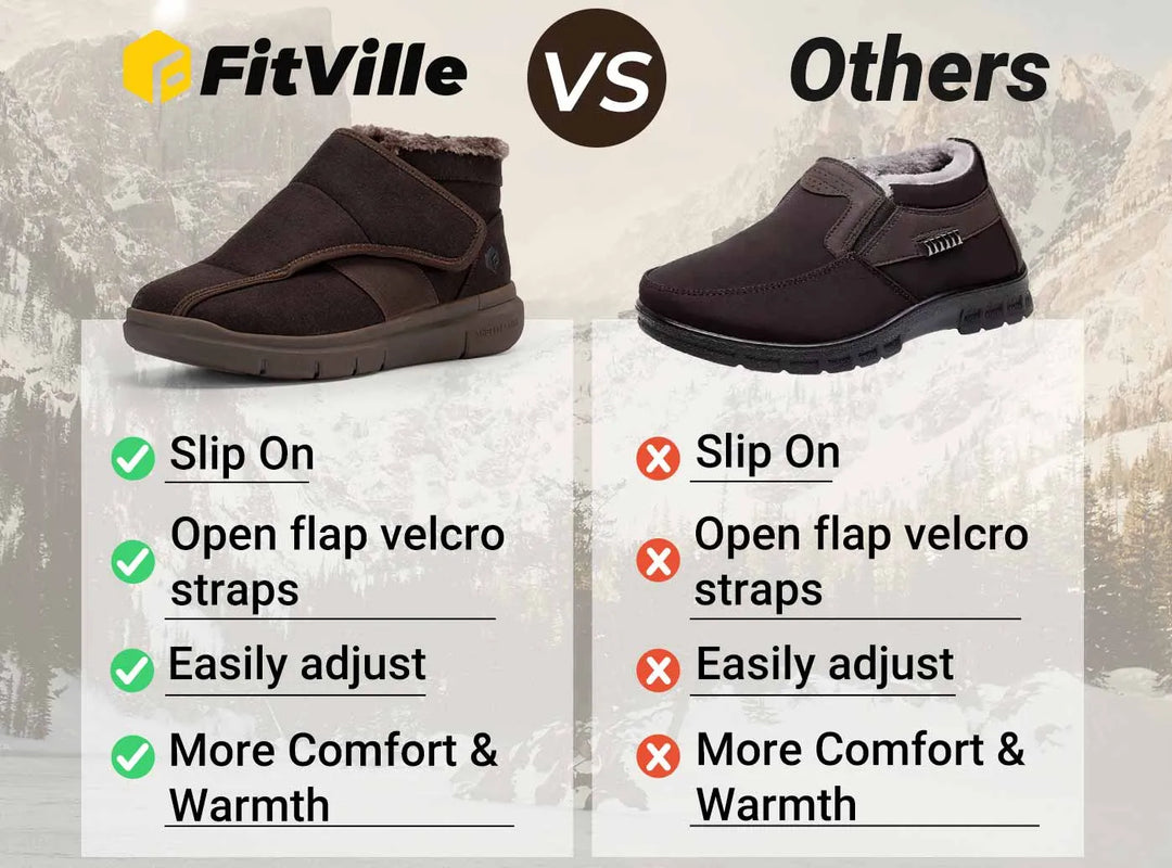 FitVille Men's EasyTop Diabetic Winter Boots V1 by FitVille