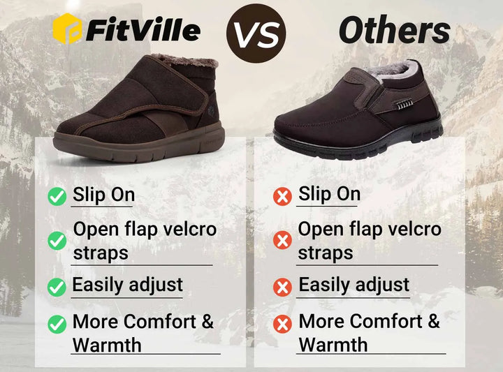 FitVille Men's EasyTop Diabetic Winter Boots V1 by FitVille