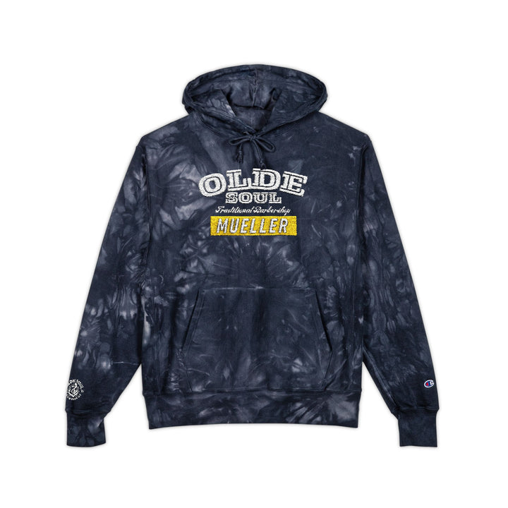 Olde Soul Mueller Tie-Dye Champion Hoodie — Embroidered Graphic