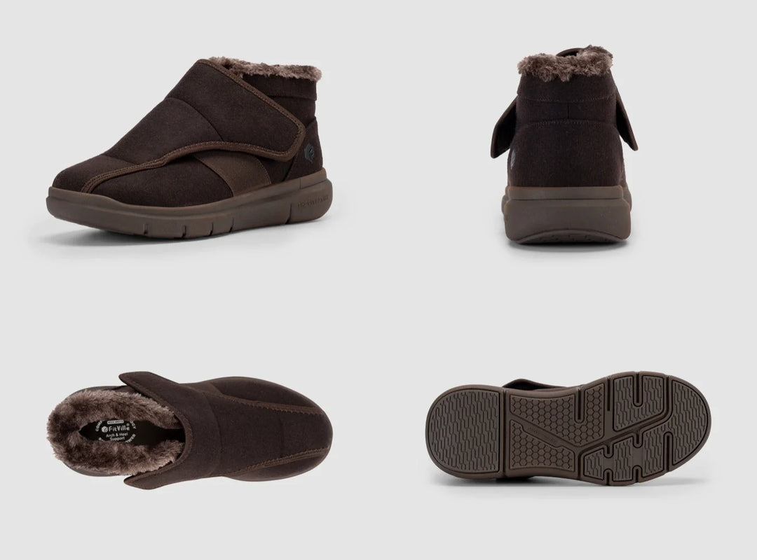 FitVille Men's EasyTop Diabetic Winter Boots V1 by FitVille