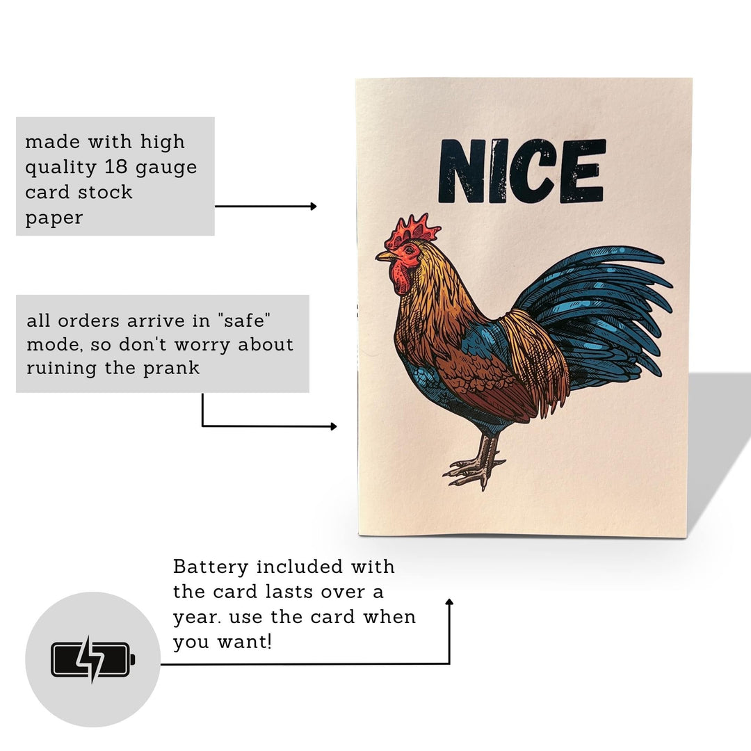 Nice Cock - Rooster Prank Greeting Card by DickAtYourDoor