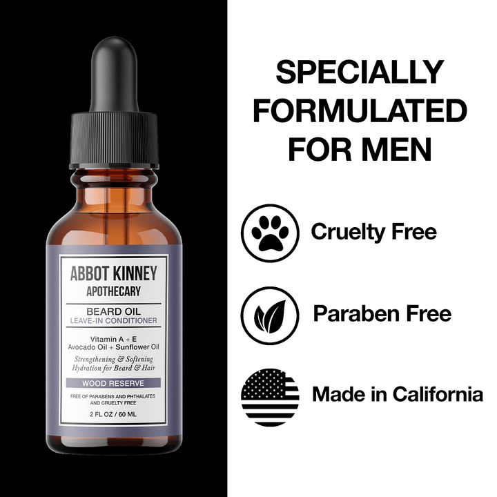 Softening Beard and Mustache Oil, Strengthens and Conditions, Wood Reserve, 2oz by Abbot Kinney Apothecary by  Los Angeles Brands