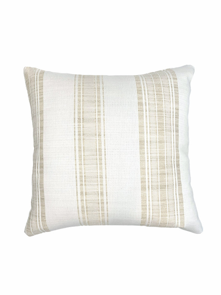 Beach Club Beige Stripe Indoor and Outdoor Pillow by Anaya