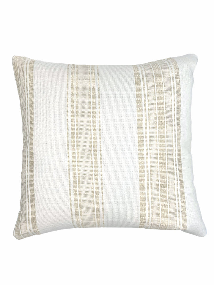 Beach Club Beige Stripe Indoor and Outdoor Pillow by Anaya