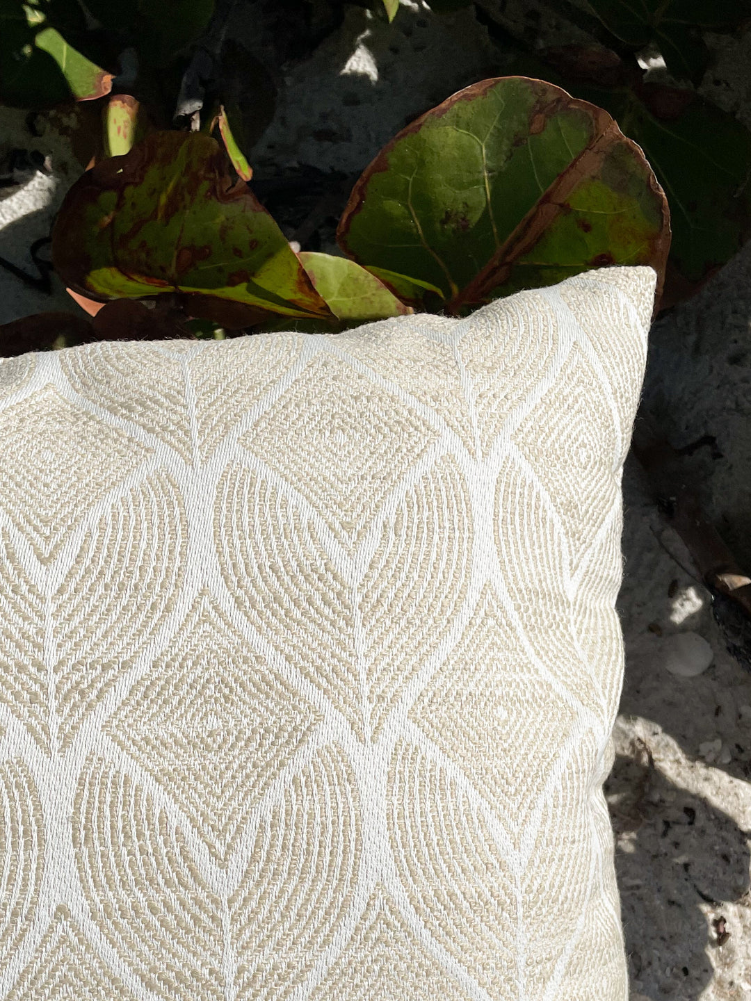 Cool Tropics Beige Outdoor Pillow by Anaya