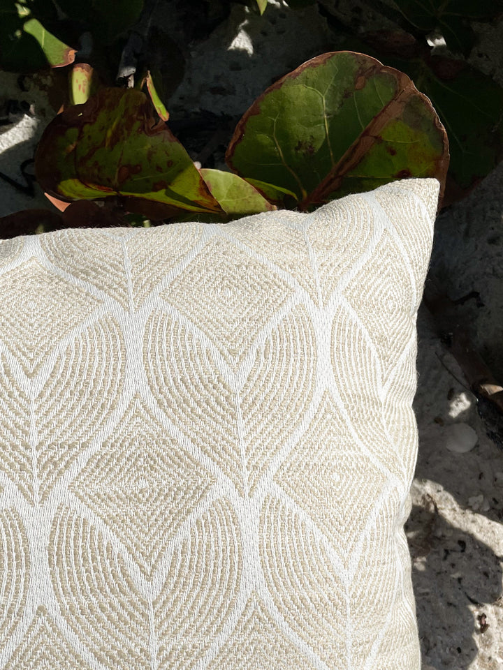Cool Tropics Beige Outdoor Pillow by Anaya
