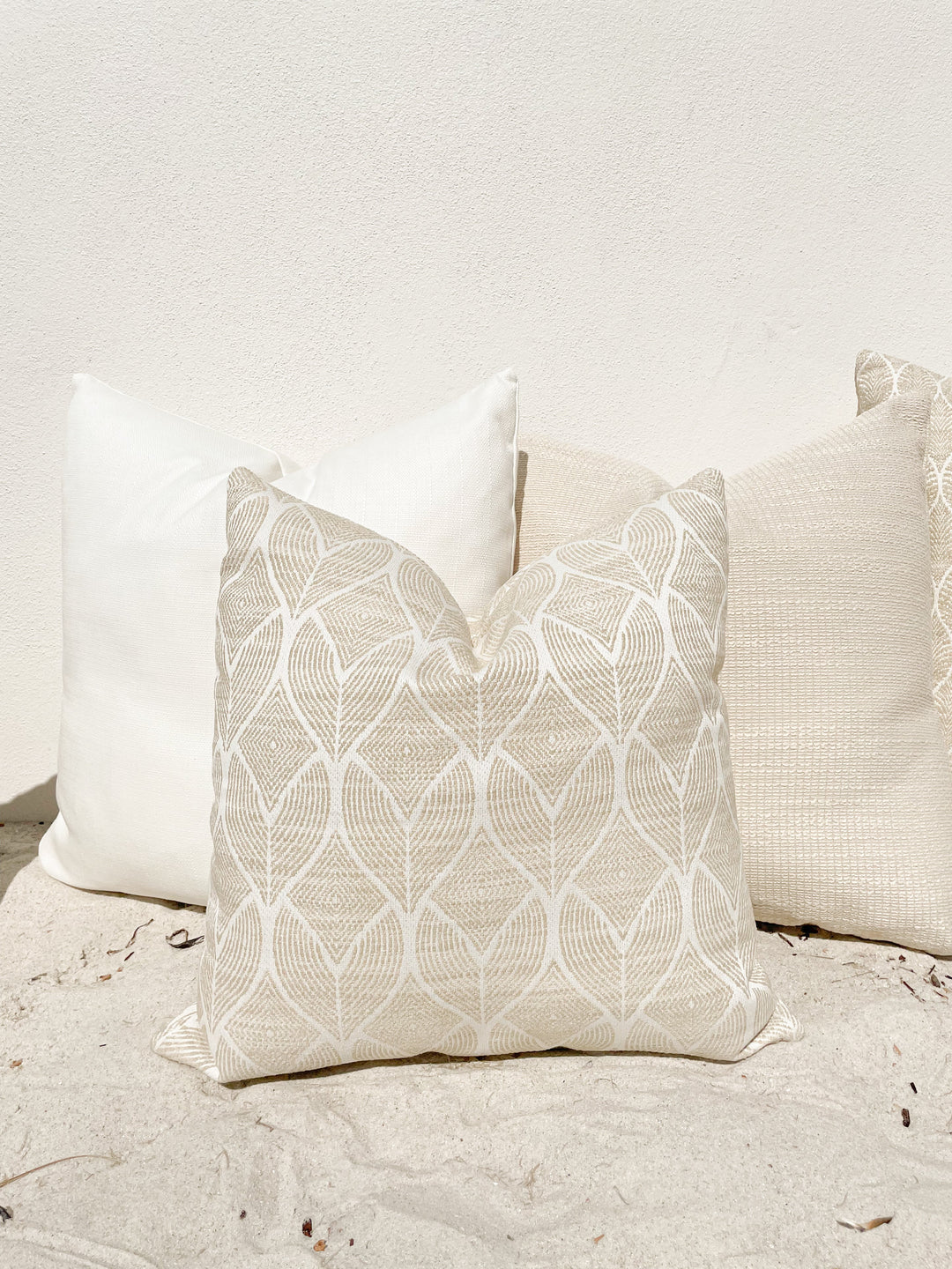 Cool Tropics Beige Outdoor Pillow by Anaya