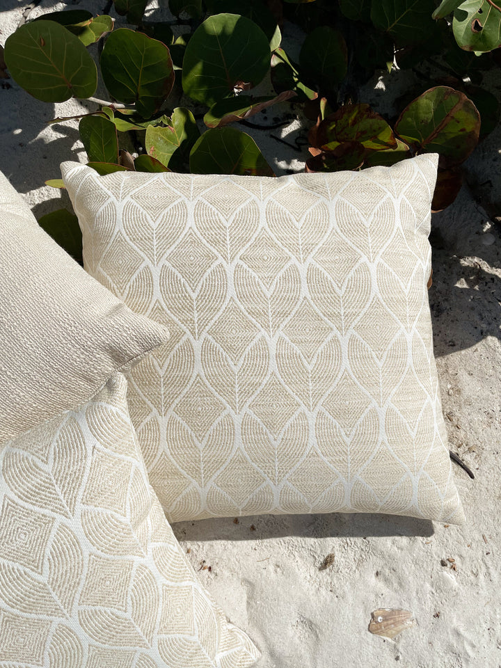 Cool Tropics Beige Outdoor Pillow by Anaya