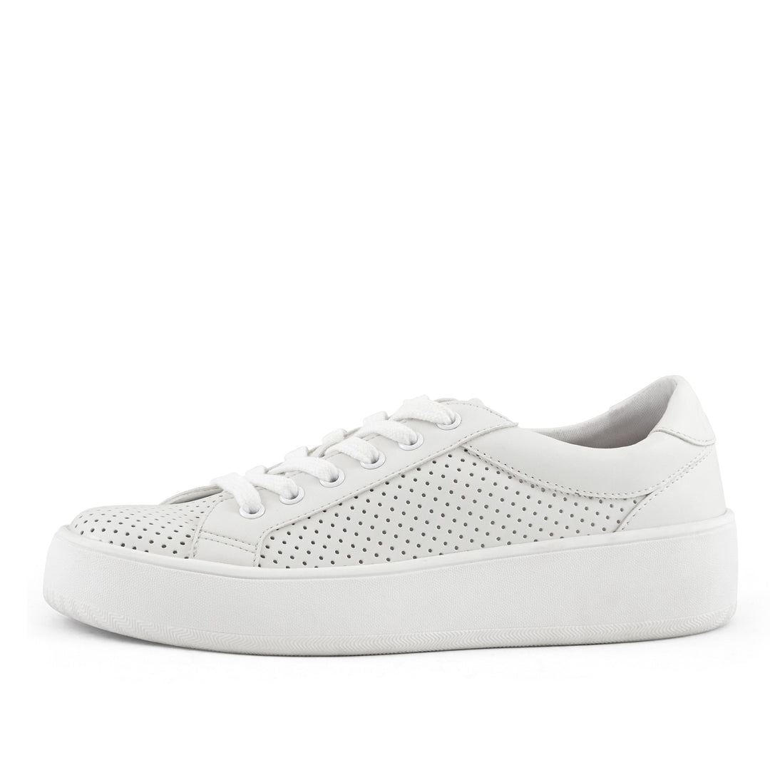 Women's Manila Perf Lace Up Sneaker White by Nest Shoes