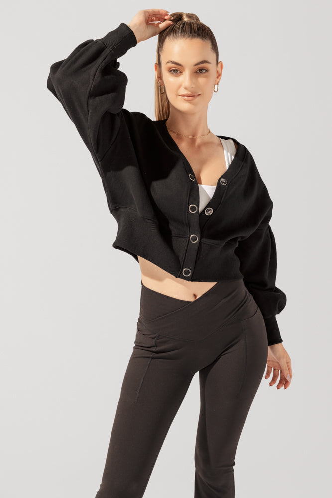 Belle Cropped Cardigan - Black by POPFLEX®
