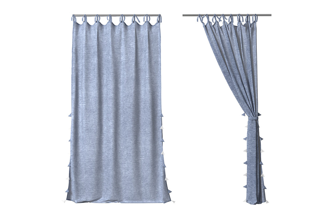Chambray Linen Curtain with Tassels by Anaya