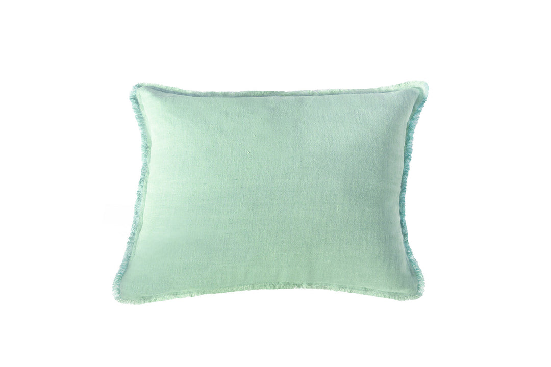 Mint Green So Soft Fringe Linen Pillows by Anaya