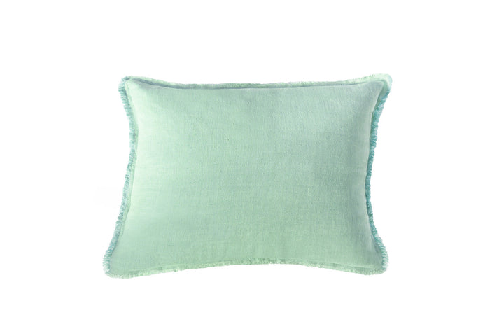 Mint Green So Soft Fringe Linen Pillows by Anaya