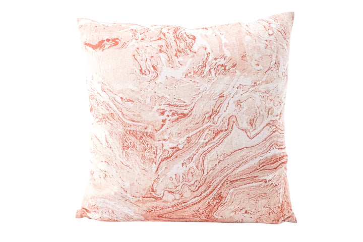 Pink Marbled Linen Pillow by Anaya
