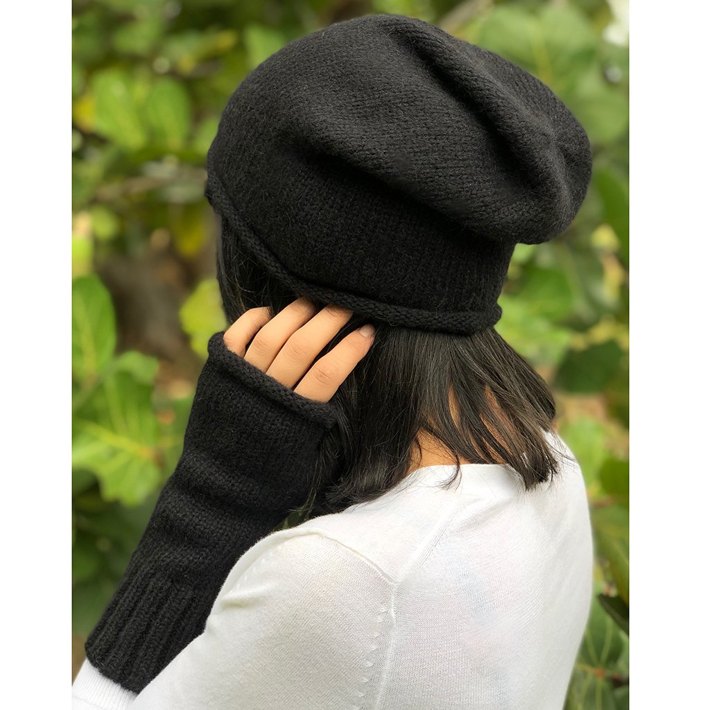 Black Essential Knit Alpaca Gloves by SLATE + SALT