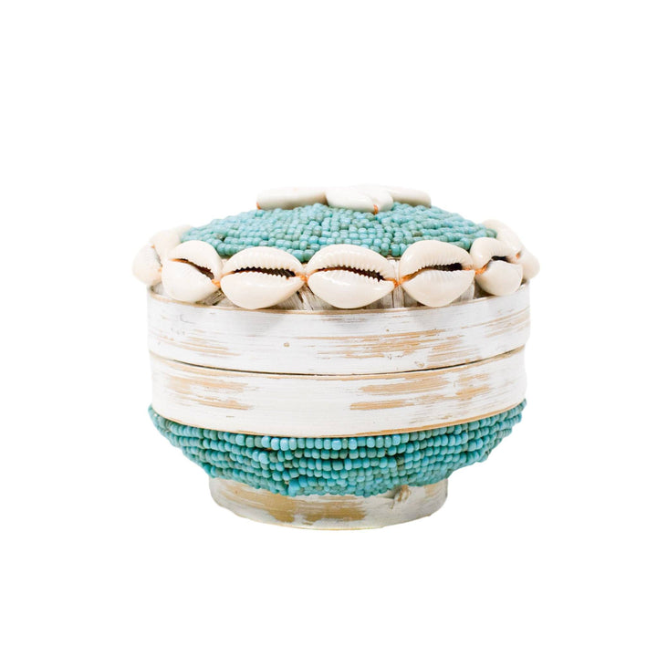 Gili Shell Bowl with Lid - Turquoise by POPPY + SAGE