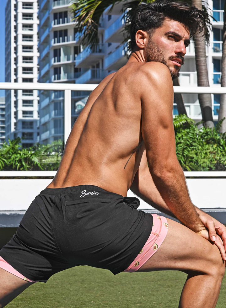 Performance Gym Short + Compression Liner - Black by Bermies Swimwear